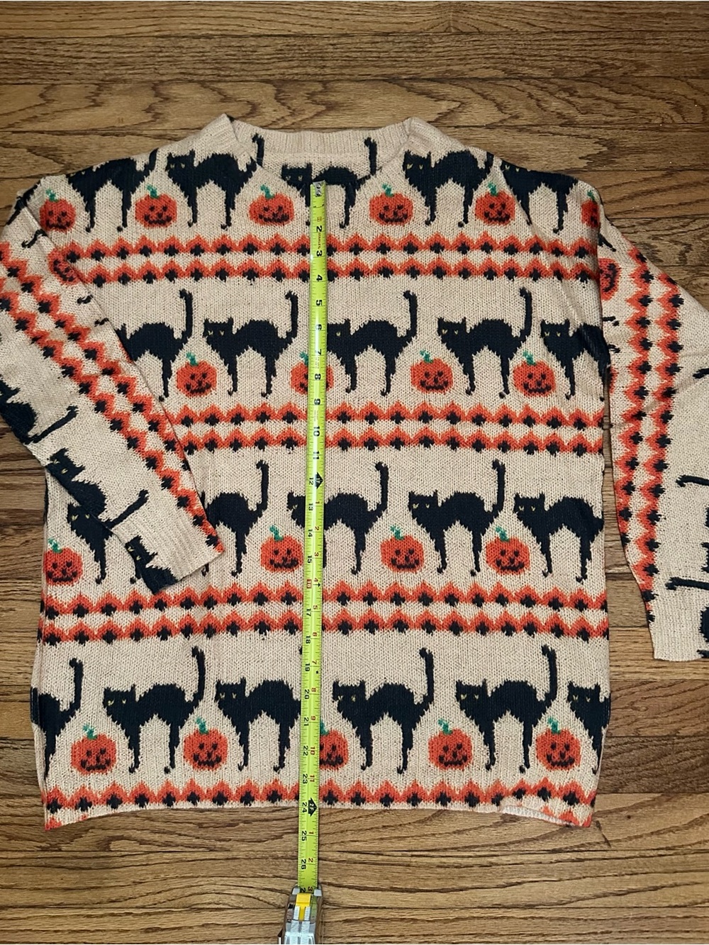 Halloween Black Cat & Pumpkin Print Women’s Sweater